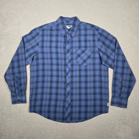 Quiksilver Shirt Mens XL Blue Silver Edition Plaid Casual Preppy Button Up Logo - Picture 1 of 13